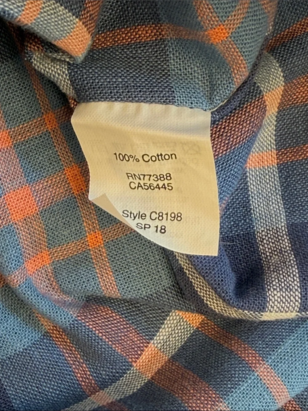 J.Crew Men’s Large 100% Cotton Plaid Button-Down Shirt Blue Orange Long Sleeve